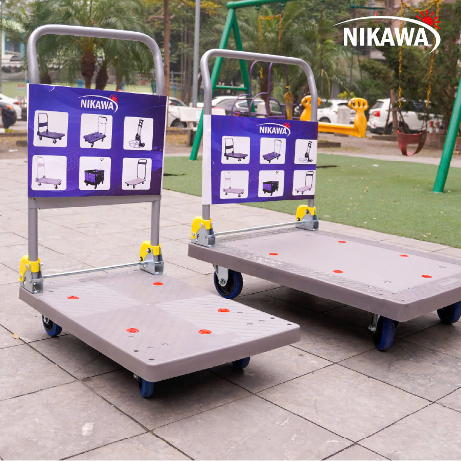 Xe Đẩy Hàng Nikawa FWS-150DS/300DS tải trọng 150-300kg sàn nhựa bánh xe cao su cao cấp. bảo hành 18 tháng - Xám