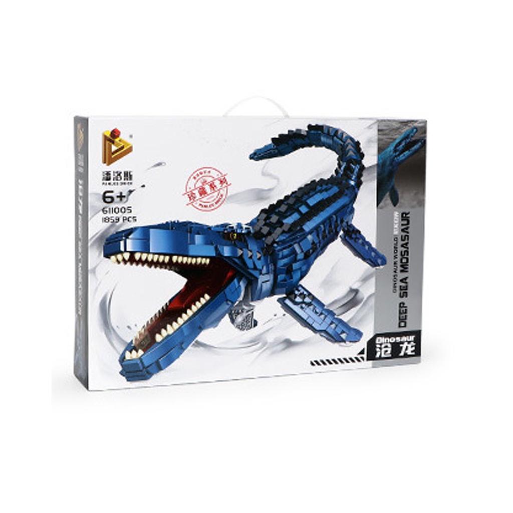 Đồ chơi Lắp ráp Khủng Long Biển Mosasaurus, Panlos 611005 Thằn lằn sông Xếp hình thông minh