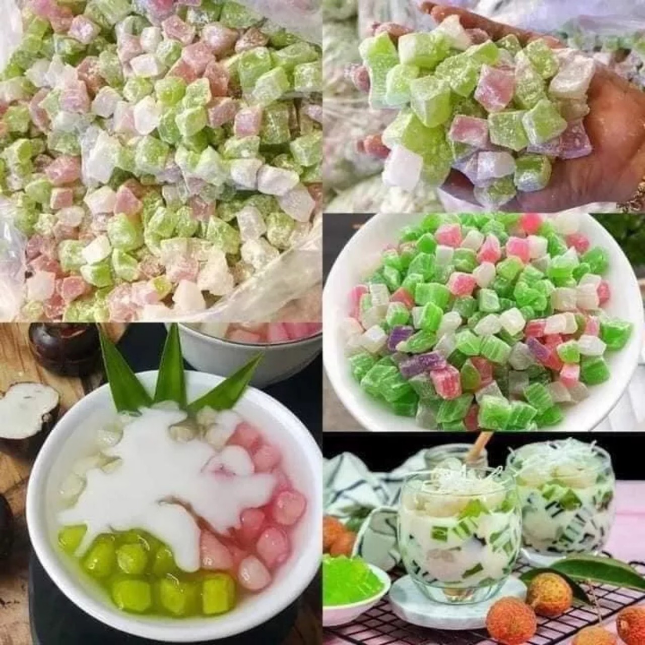 Thạch sắn dây nấu chè, topping trà sữa 1kg .Thạch giòn,dai dai ngon / Dạng viên - dạng sợi bánh canh