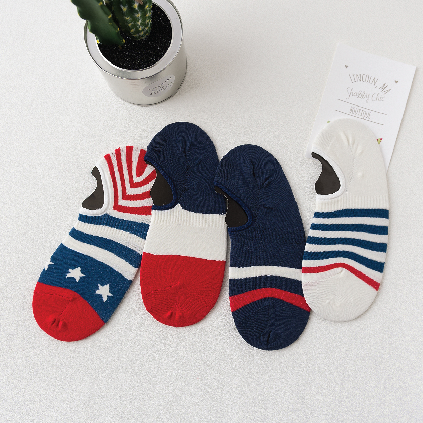 Set hộp 4 đôi tất nam dáng lười NICESOKS chất liệu cotton cao cấp, ngắn cổ thể thao, họa tiết thể thao , hàng chính hãng