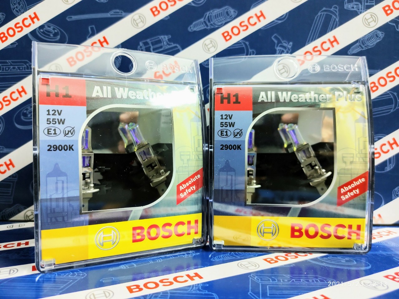 Bóng Đèn Tăng Sáng Bosch H1 12V 55W All Weather 2900K (Hộp 2 bóng)