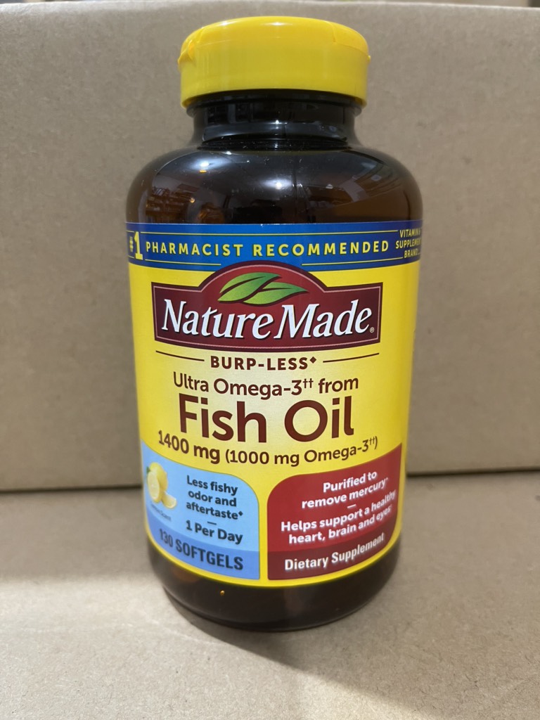 Omega-3 dầu cá Burp Less Fish Oil 1400mg Nature Made Mỹ hỗ trợ sức khỏe cho tim, não và mắt - OZ Slim Store