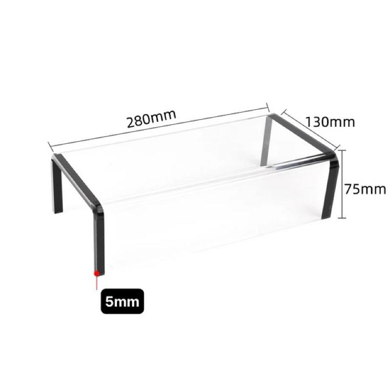 Kệ mica chữ U, trưng bày giày, mắt kính, nước hoa, dày 5mm - Trong suốt viền Bạc