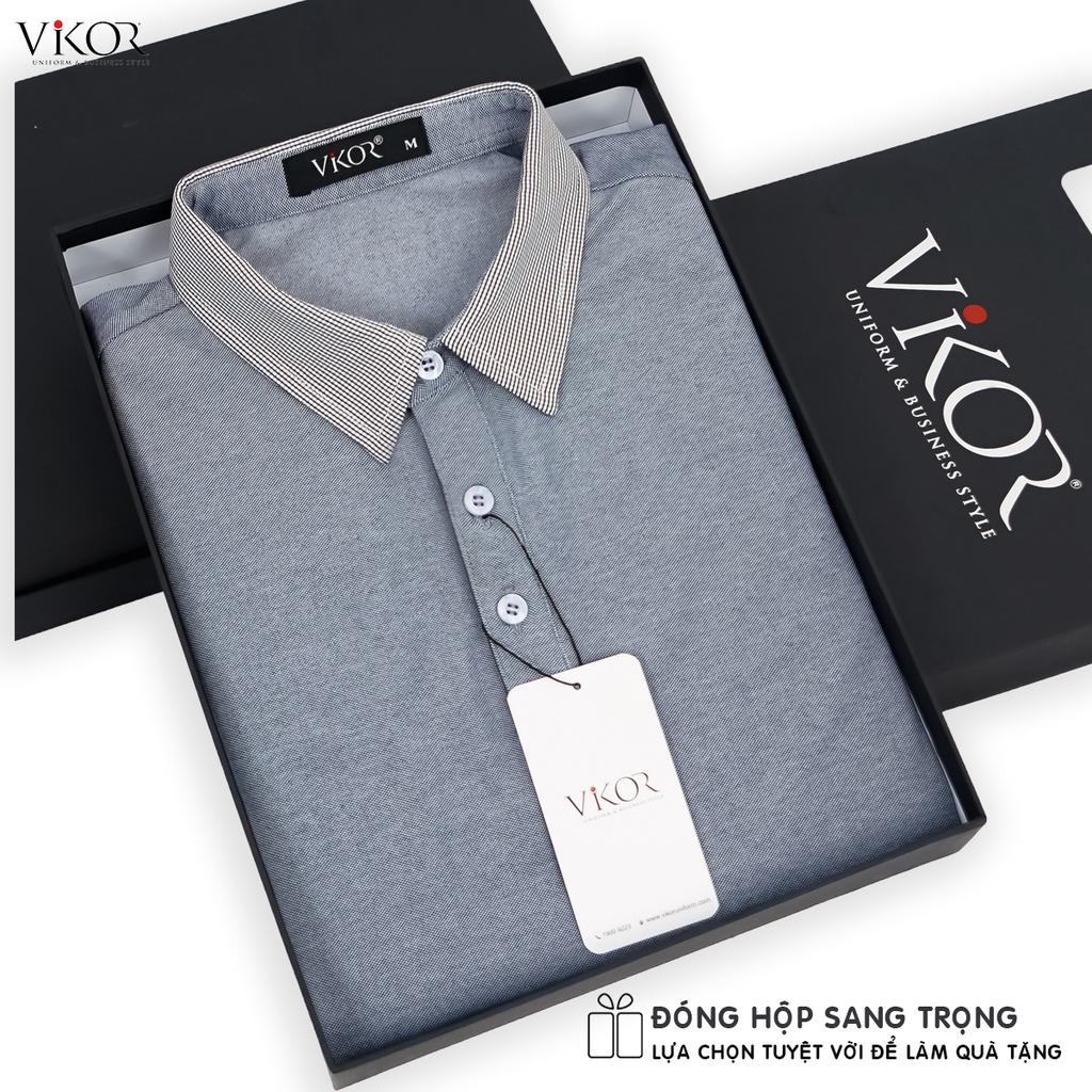 Áo thun POLO nữ cổ sơ mi VIKOR SMW01 xám vải sợi cafe cao cấp, mềm mại, siêu mát hàng chính hãng