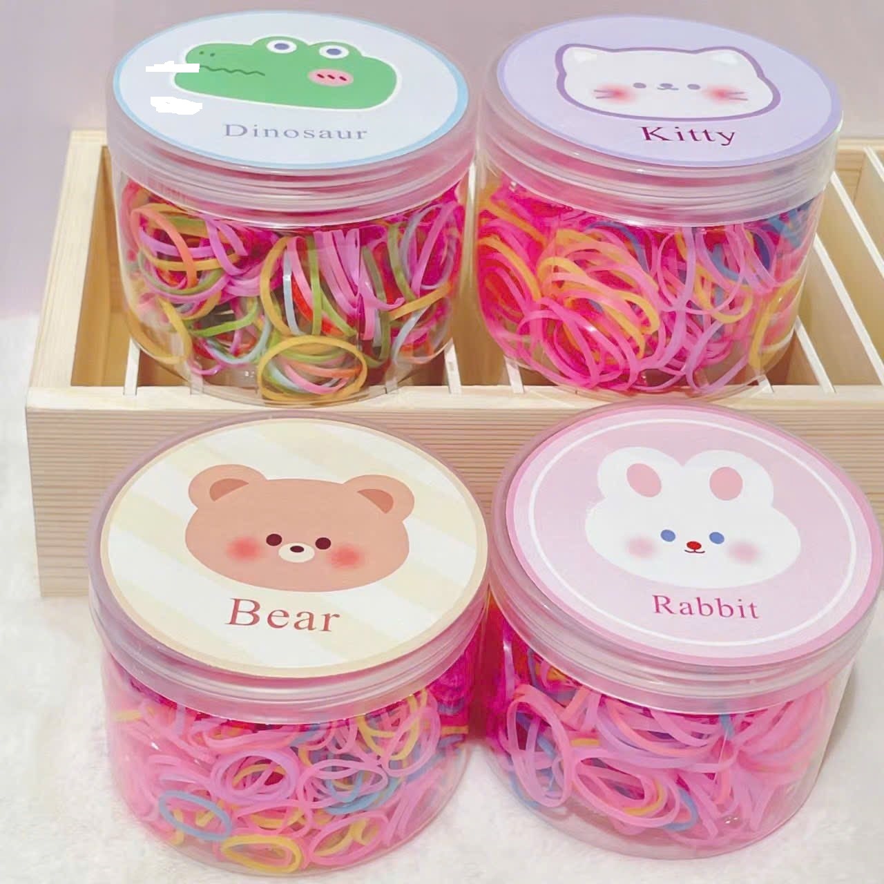 Chun hủ gấu, chun cột tóc nữ kèm hũ xinh xắn, nhiều màu sắc