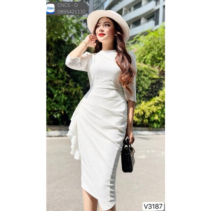 Đầm Thiết Kế Jiana Dress Chất Liệu Vải Gấm Cao Cấp Dày Dặn Đính Tag Đá - Váy Thiết Kế Sang Trọng Thanh Lịch Trẻ Trung