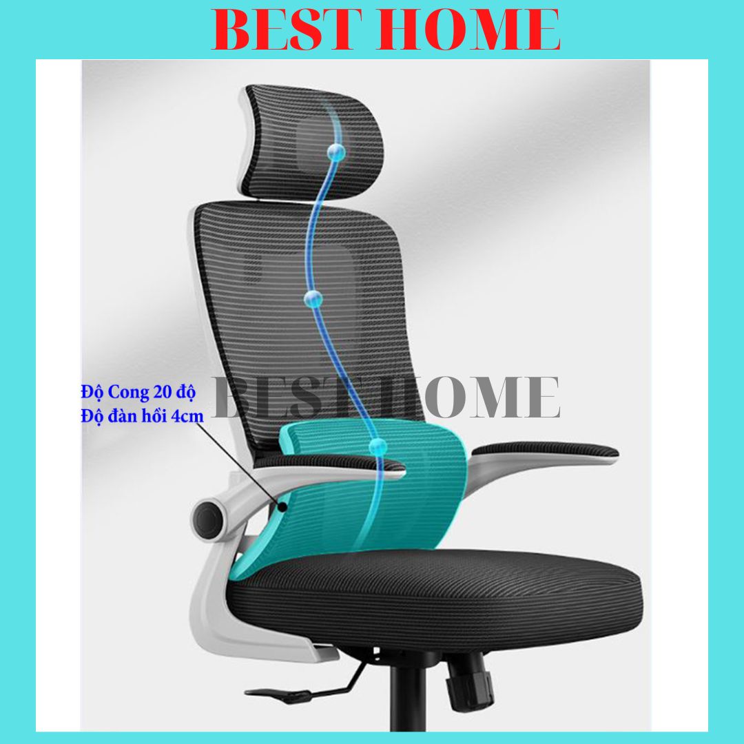 Ghế Xoay Văn Phòng Công Thái Học Phiên Bản Mới - Có Tựa Đầu, Tựa Lưng Chống Mỏi Vùng Hông, Eo - Phù Hợp Văn Phòng, Học Sinh, Sinh Viên, Gaming.