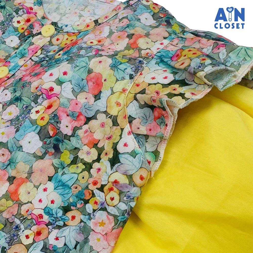 Bộ quần áo Ngắn bé gái họa tiết Vườn Hoa Vàng Cotton - AICDBGB8KSUO - AIN Closet