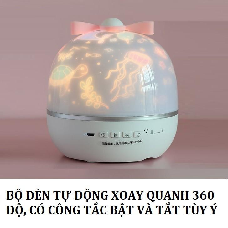 Đèn ngủ mặt trăng 3d vũ trụ ngàn sao chiếu sao bay lơ lửng để bàn tự xoay thông minh cao cấp