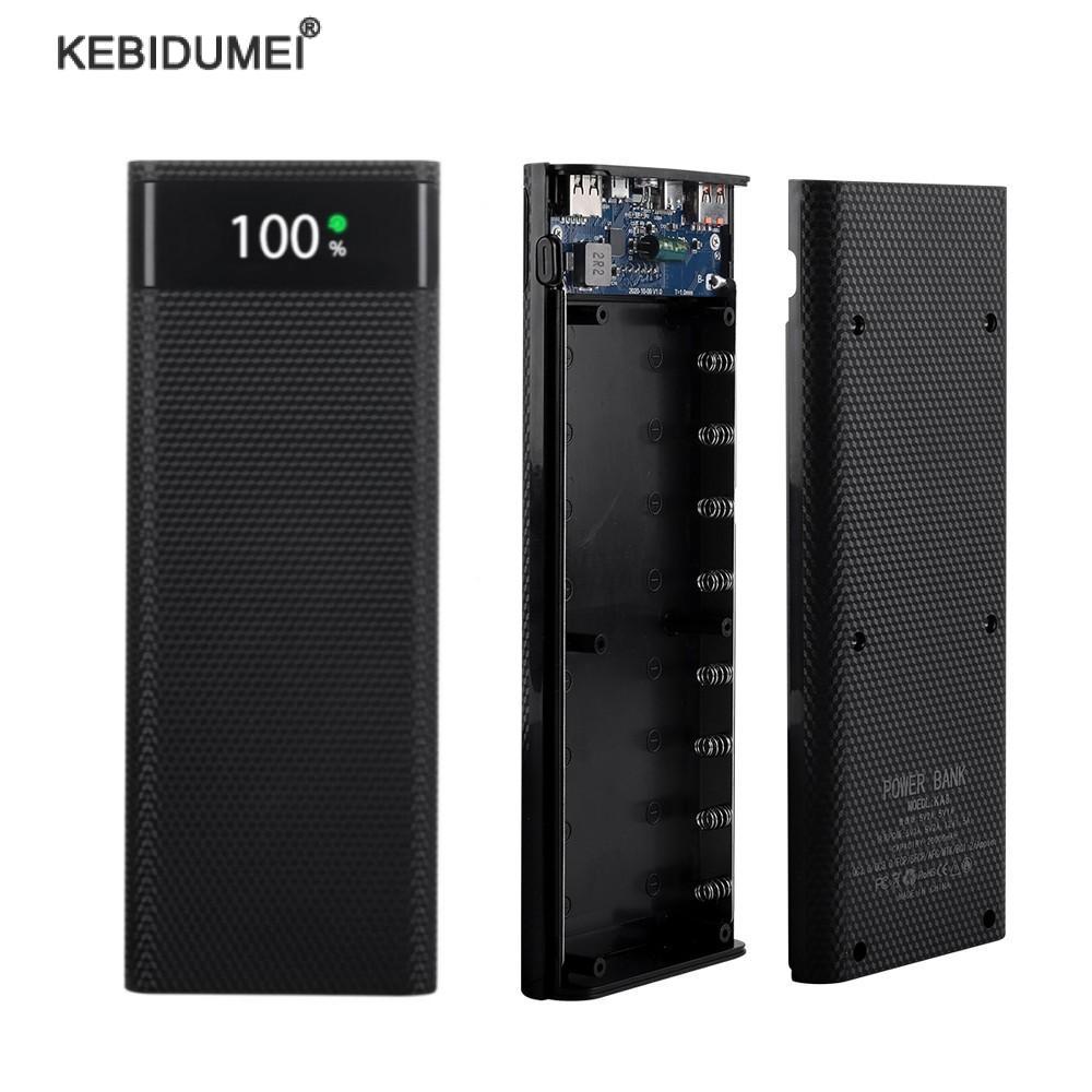8*18650 Dual USB Power Bank Shell Sạc siêu nhanh Hộp lưu trữ siêu nhỏ DIY Hộp đựng loại C không có pin 9V cho iPhone Xiaomi Màu sắc: Trắng
