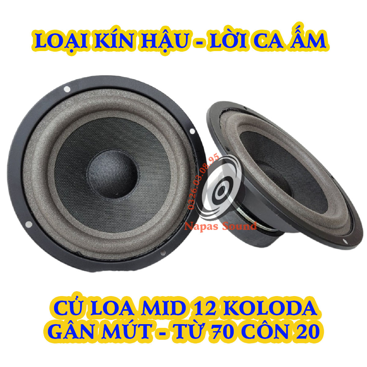 BỘ 2 CỦ LOA TRUNG 12 KÍN HẬU VÀNH 14.5CM  - LOẠI GÂN MÚT - CỦ LOA MID 12 - LOA MID 15