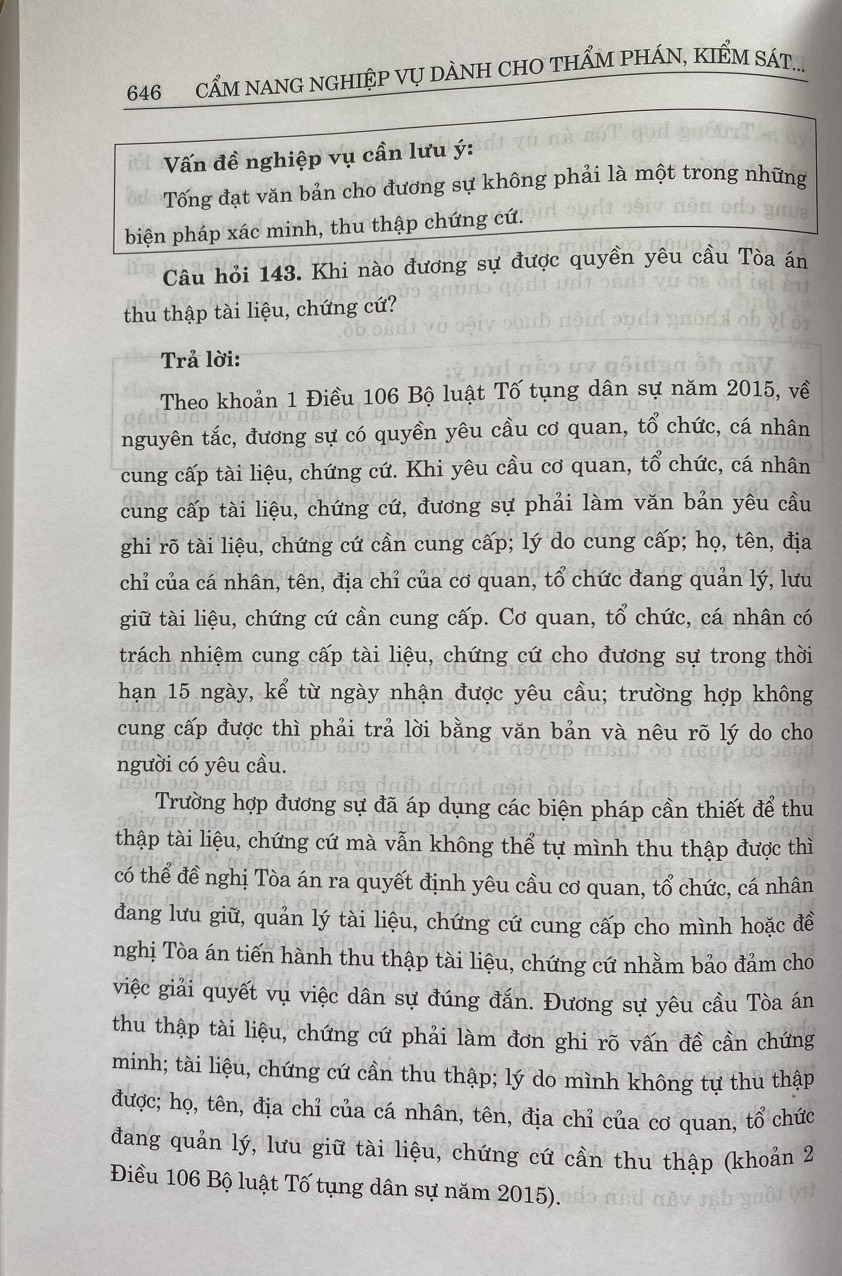 Cẩm Nang Nghiệp Vụ Dành Cho Thẩm Phán, Kiểm Sát Viên, Luật Sư ( Trong lĩnh vực dân sự và tố tụng dân sự) ( Xuất bản lần thứ ba có sửa chữa, bổ sung)