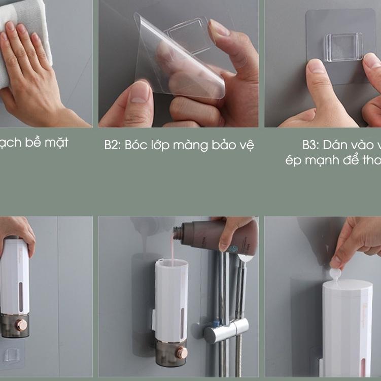 Hộp đựng sữa tắm dầu gội nước rửa tay chất liệu ABS gắn treo tường tiện lợi