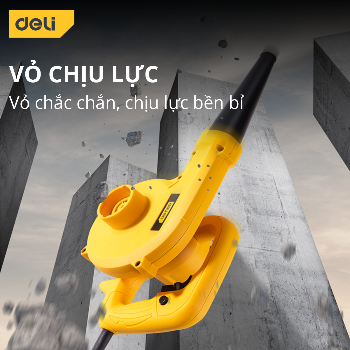 Máy Thổi Bụi Hút Bụi Cầm Tay 2 Chiều Deli Đa Năng - Tùy Chỉnh Tốc Độ 12000 Vòng/Phút Công Suất 600W - Hàng Chính Hãng DL661600