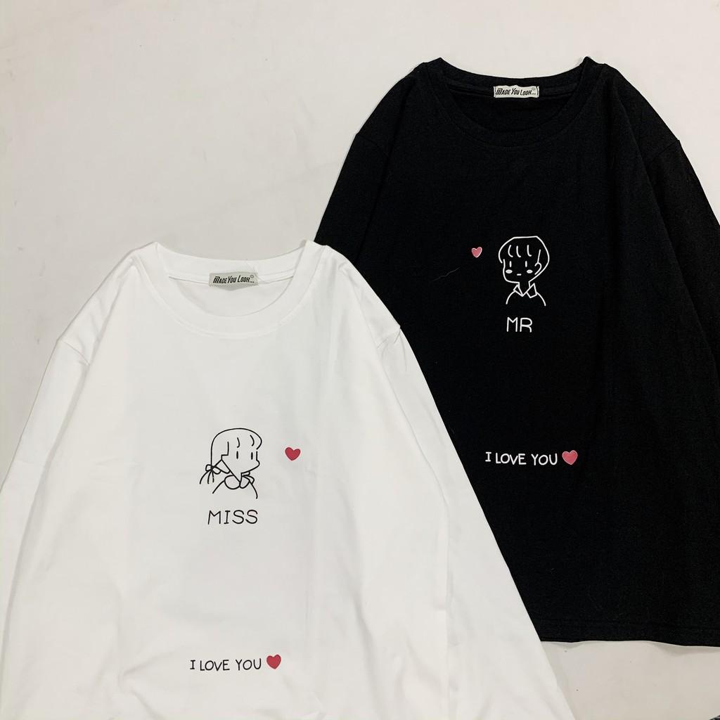 Áo Thun Tay Dài Couple Unisex MR MS Form Rộng