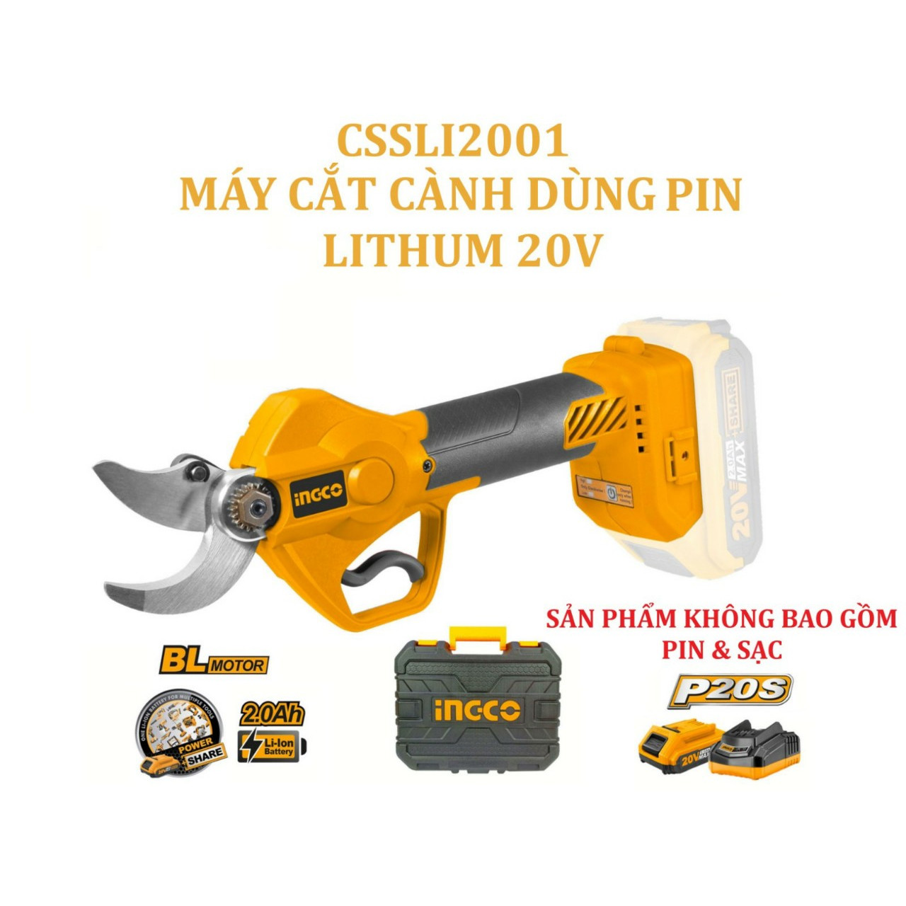 Máy cắt cành  dùng  pin 20V  ingco CSSLI2001