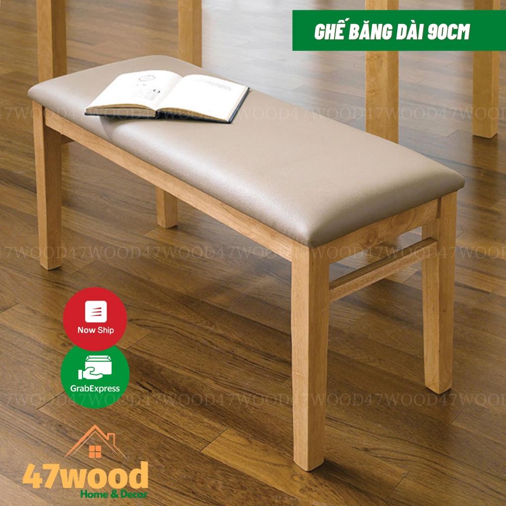 Ghế băng dài 90cm, chân gỗ cao su chắc chắn mặt nệm - Ghế ngồi chờ hành lang 47wood