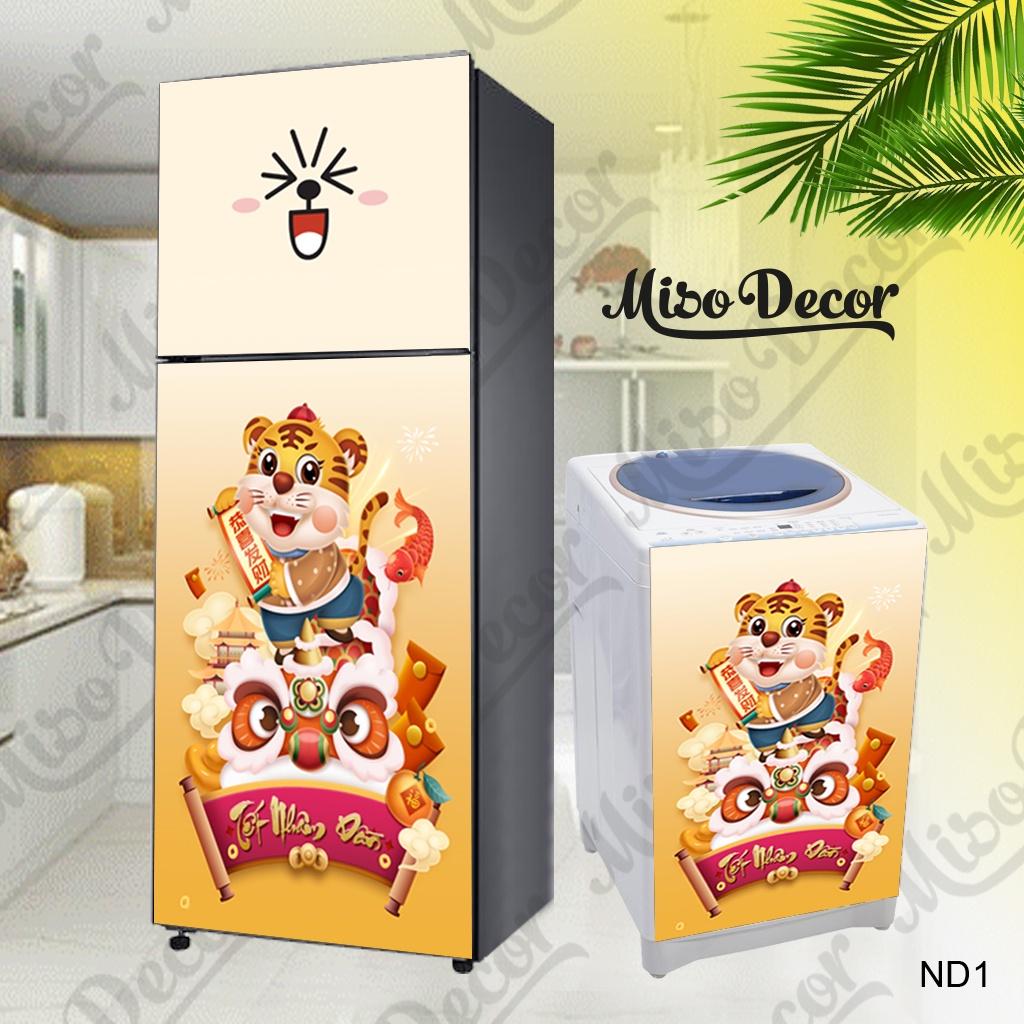Tranh dán tủ lạnh, máy giặt decal 3D cao cấp - xuân Nhâm Dần