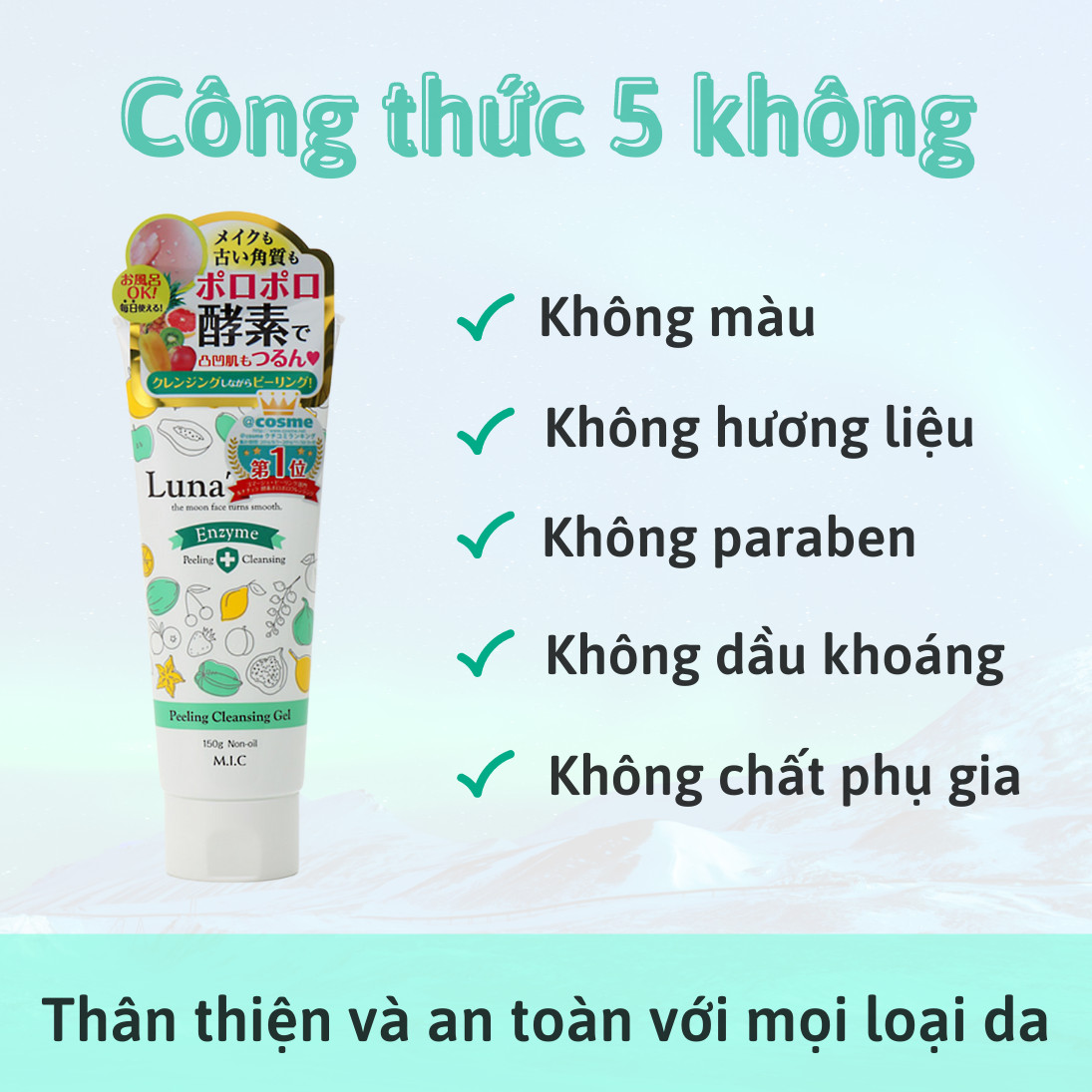 [MỸ PHẨM NHẬT BẢN] Gel Tẩy Trang &amp; Tẩy Tế Bào Chết Nhật Bản MICCOSMO Luna Tura 150g, Rửa Sạch Sâu, Loại Bỏ Mụn Đầu Đen &amp; Tế Bào Da Chết, Thành Phần Trái Cây Tự Nhiên (LT01)