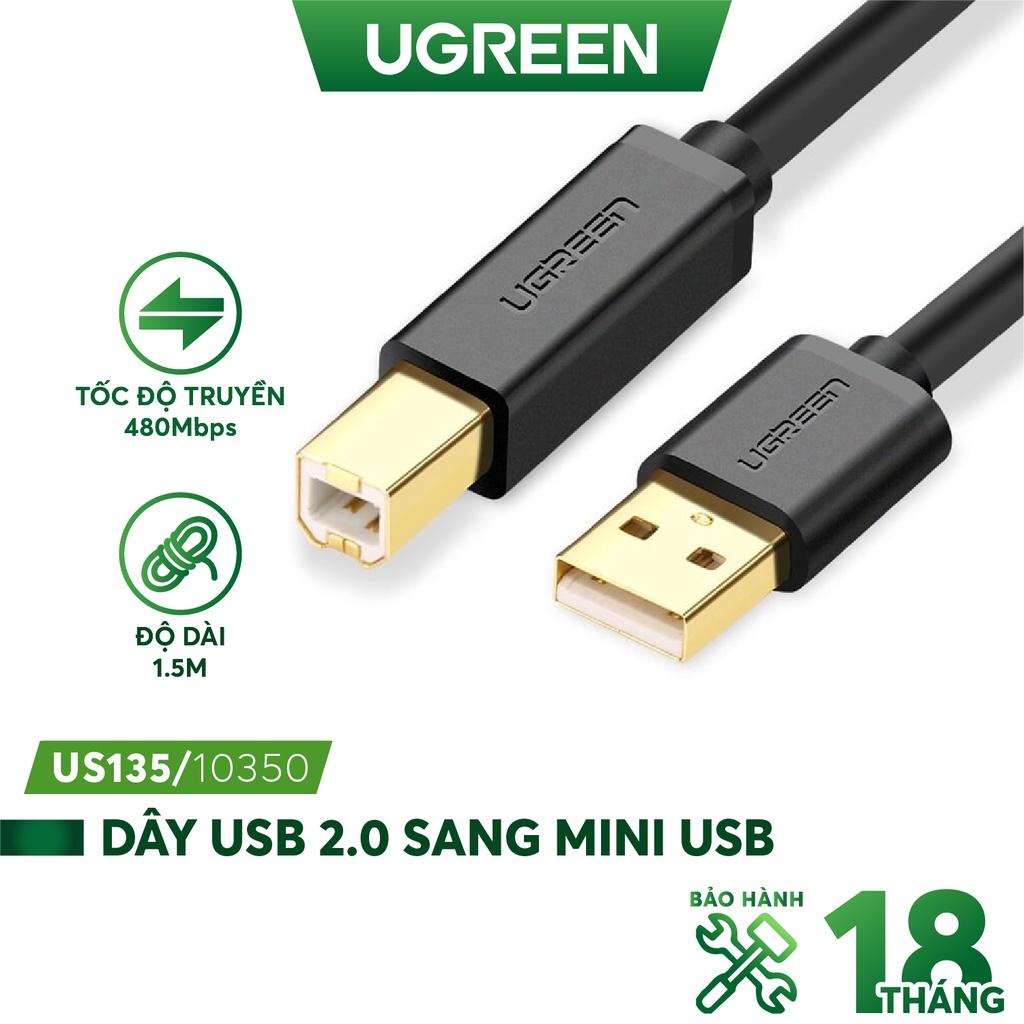 Dây máy in USB 2.0 chuẩn A đực sang chuẩn B đực độ dài từ 1-5m UGREEN US135 hàng chính hãng