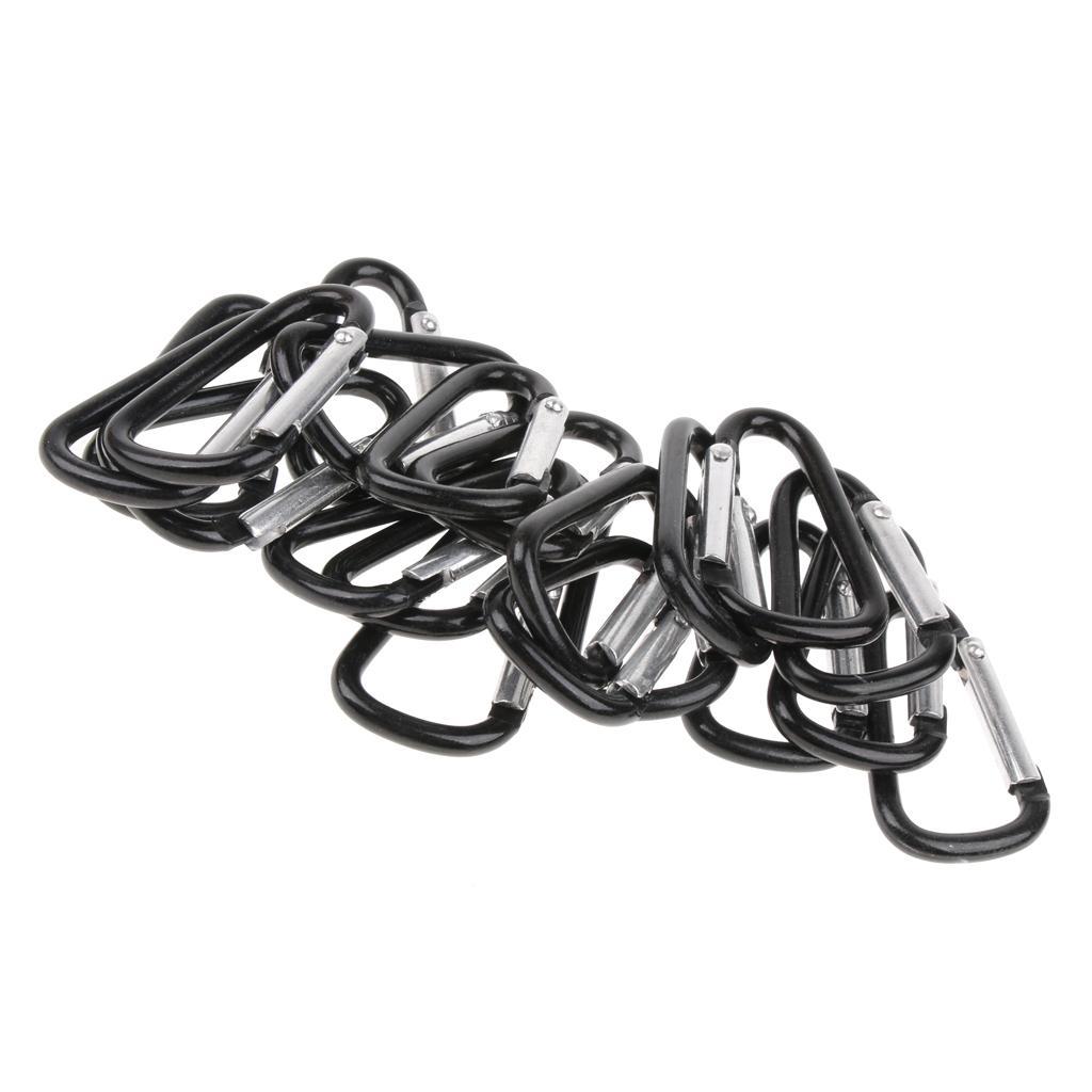 20 pcs Pack Outdoor Carabiner Climbing D Ring Keychain Aluminum Locking Hooks for Hiking Wire Dia.4.0
