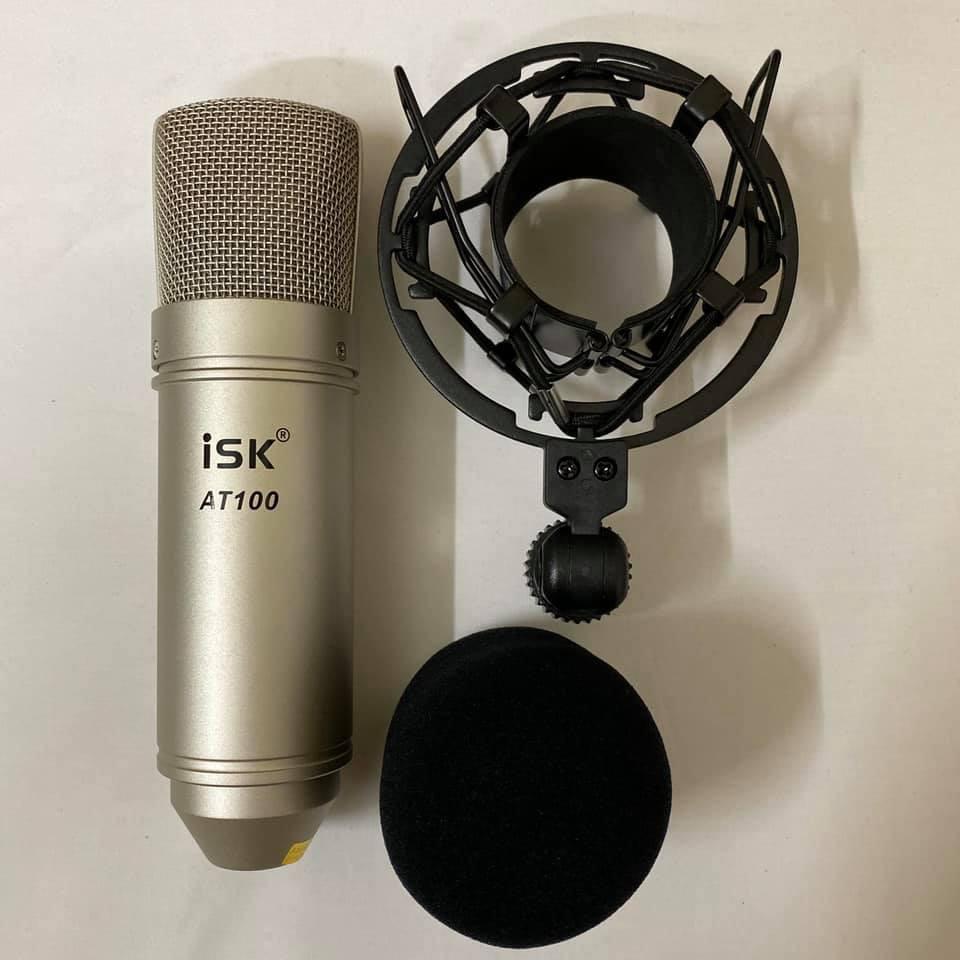 BỘ combo míc THU ÂM hát karaoke online micro ISK AT100 BÀN TRỘN ÂM THANH MIXER YAMAHA F4 USB