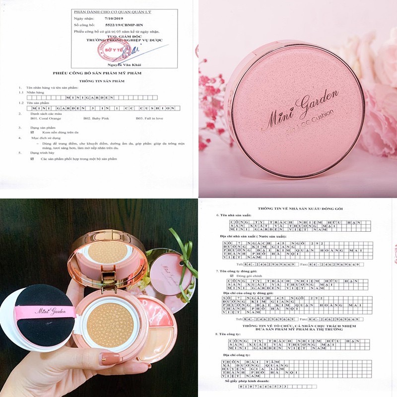 Phấn Nước Mini Garden 3 In 1 CC Cushion SPF 40+ PA+++ ( 1 lõi x 12g)