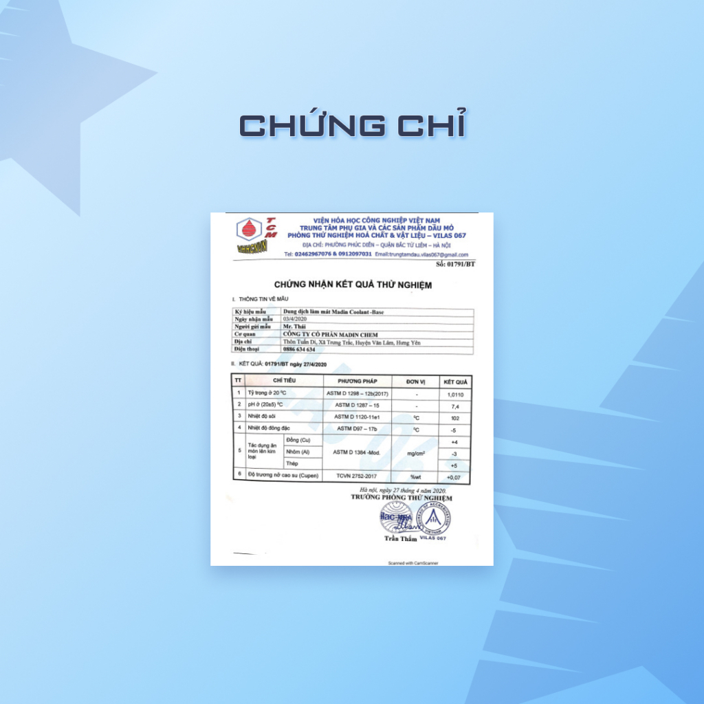 Nước làm mát ô tô, xe máy, động cơ Madin Coolant Base 20% Mono Ethylen Glycol
