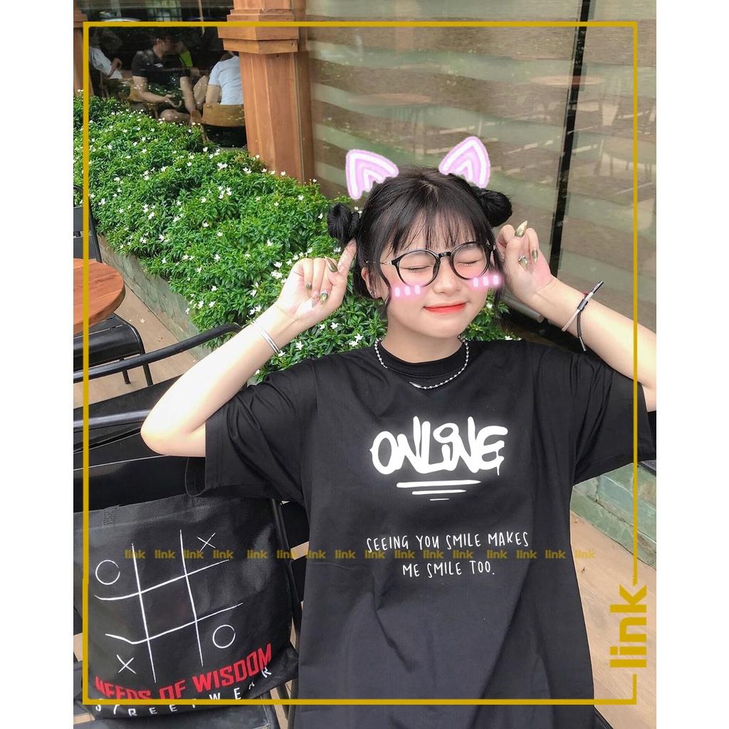 Áo tay lỡ ONLINE phản quang bạc dáng rộng unisex