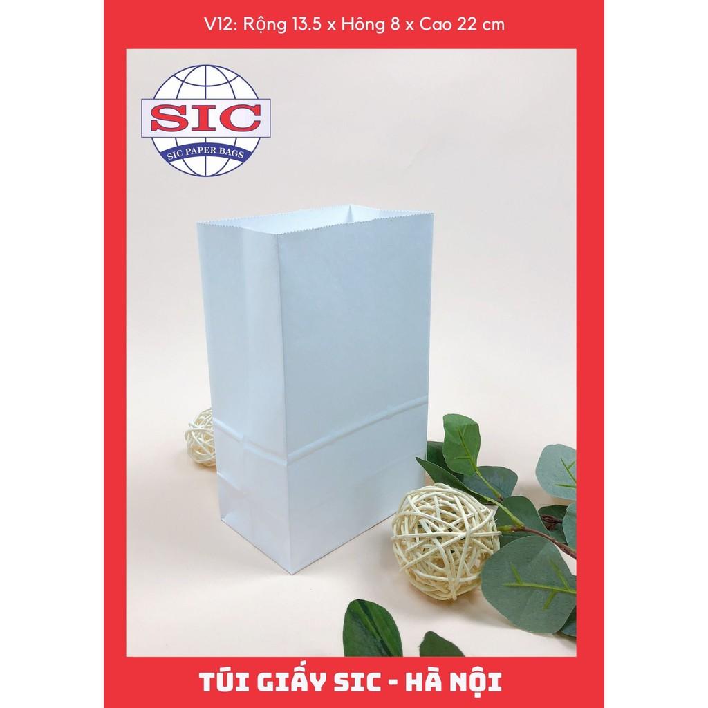 10 CHIẾC TÚI GIẤY KRAFT V12: 13.5x8x22 MÀU TRẮNG KHÔNG QUAI