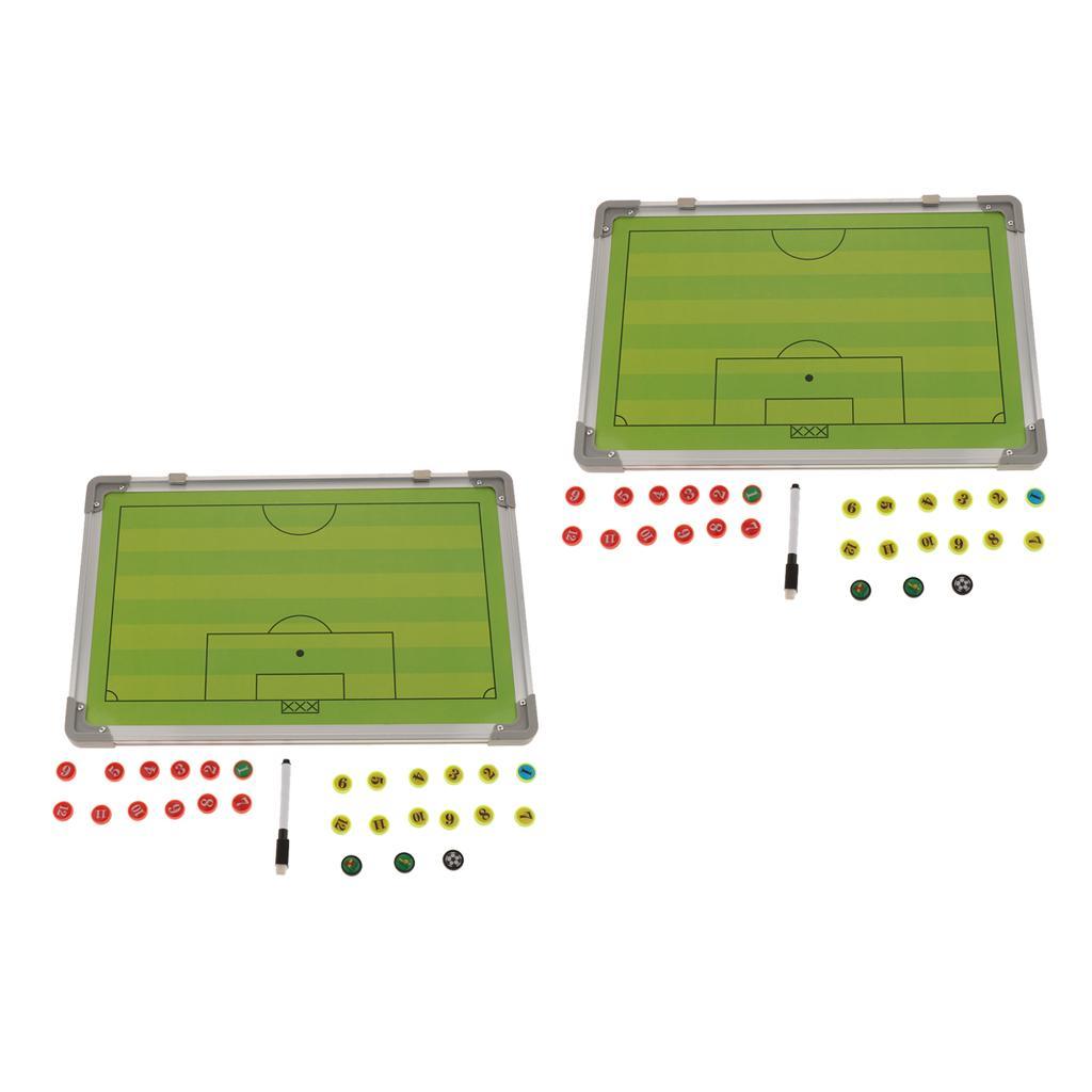 2 Set of Football Soccer Coaches Board, 2 Sided Magnetic Strategy Clipboard, Full & Half Field View Sides with 54Pcs Magnets (27Pcs/Set)