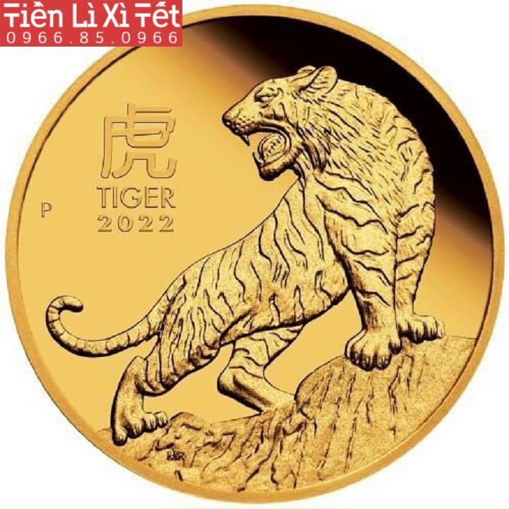Cặp đồng Xu hình con hổ cọp vàng bạc 2022 tặng kèm hộp đựng may mắn