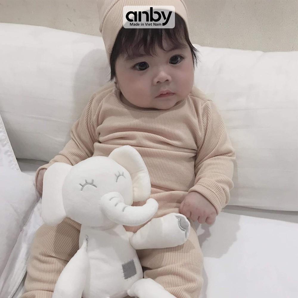 Bộ quần áo dài tay body trẻ em ANBY unisex nhiều màu cho bé từ sơ sinh đến 4 tuổi kèm nón củ tỏi