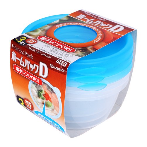 Bộ 2 set 3 hộp đựng thực phẩm nắp tròn nắp xanh K293-3 250ml Nội địa Nhật Bản