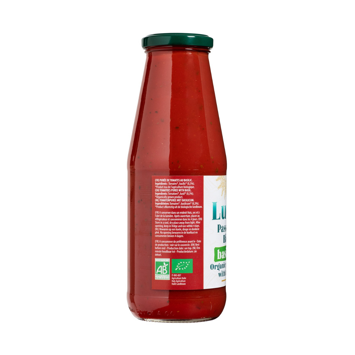 Sốt cà chua xay nhuyễn hữu cơ Passata húng quế 680gr - Luce