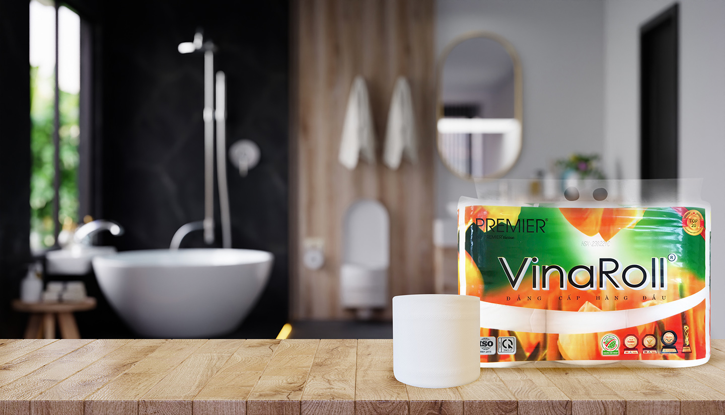 [COMBO 3 LỐC] Giấy vệ sinh Premier VinaRoll không lõi, 3 lớp 100% bột giấy nguyên sinh, không chất tẩy lốc 6 cuộn