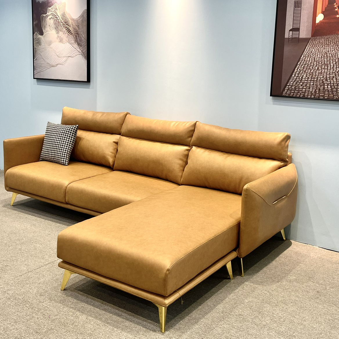 Sofa góc L Adora bọc da công nghiệp  2m4x1m7