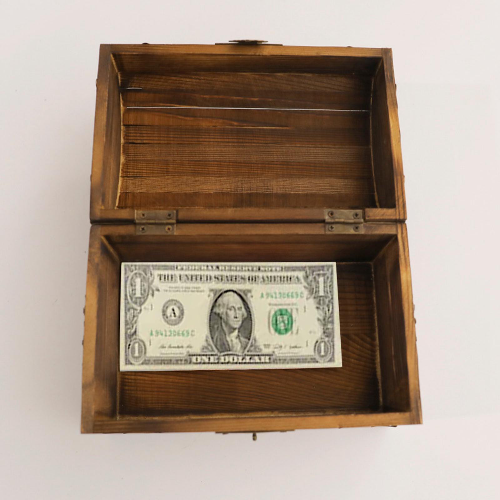 Wood Piggy Bank Decorative Wooden Box Decoration Unbreakable with Lock Coin Storage Case Cash Box Wooden Trinket Box for Children Girls