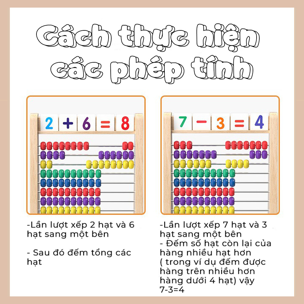 Đồ Chơi Giáo Dục Bàn Tính Toán Học Thông Minh Tặng Kèm 100 Thẻ Số 100 Que Tính Nhiều Màu