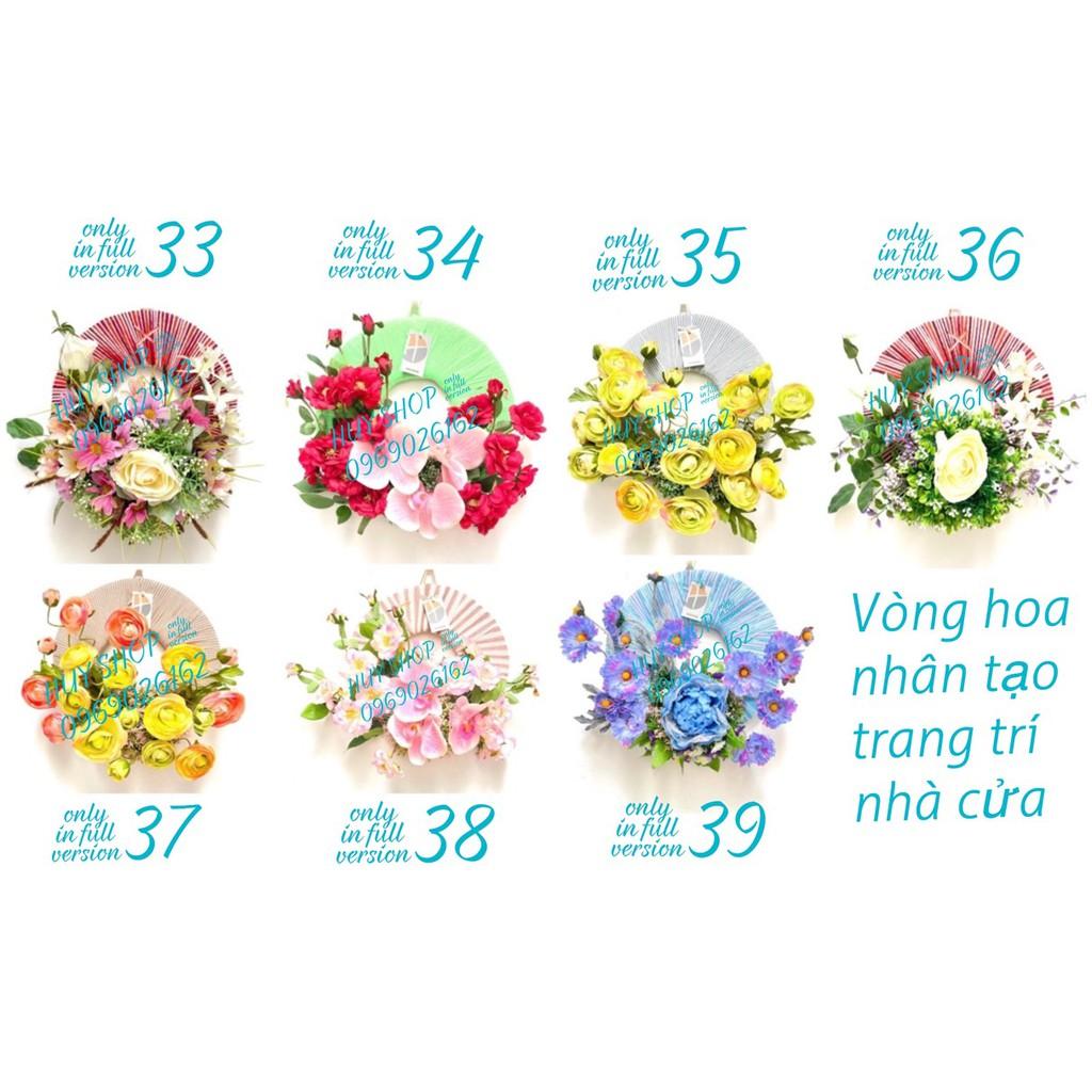 VÒNG HOA NHÂN TẠO TRANG TRÍ TREO TƯỜNG 28CM 33-39