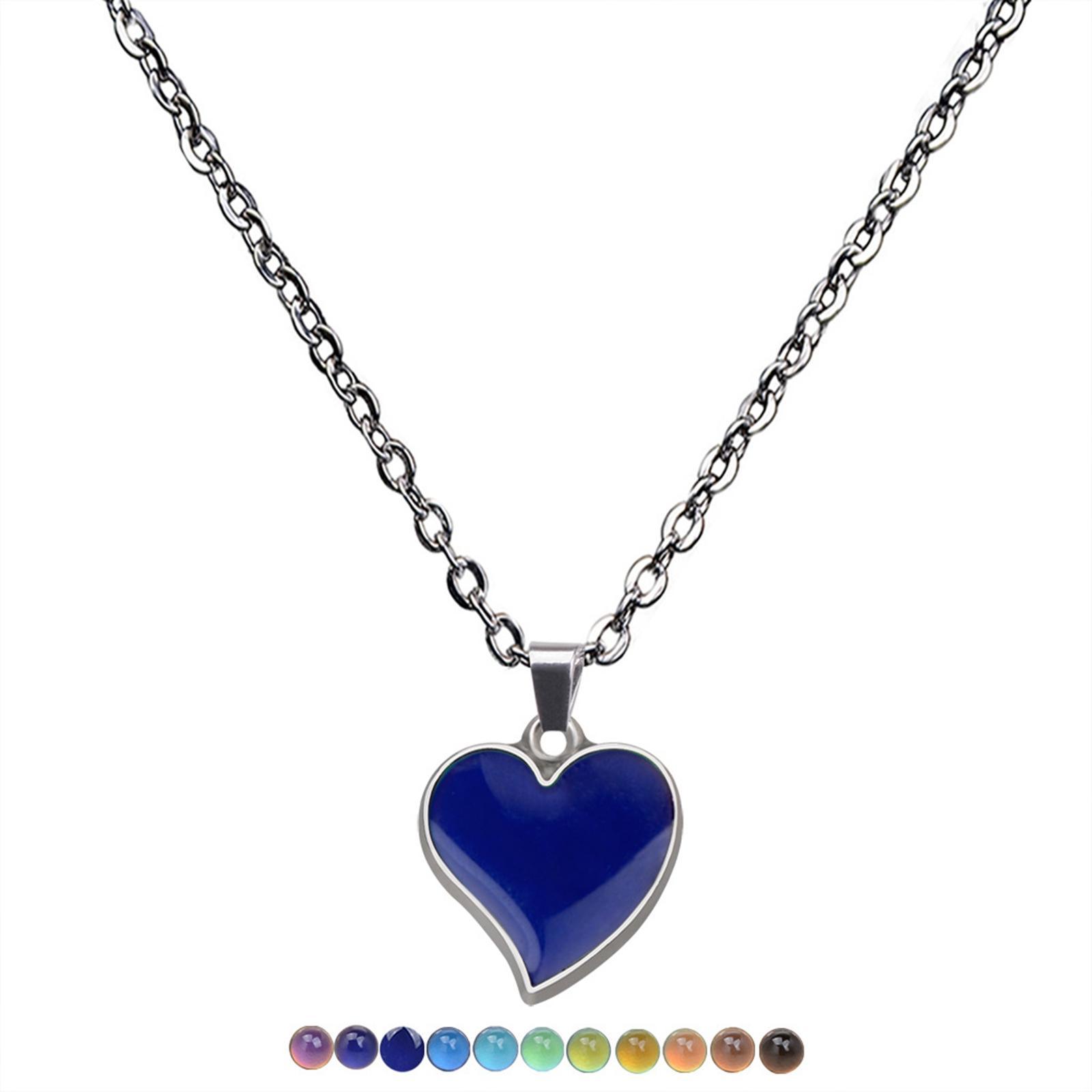 Mood Pendant Necklace Temperature Sensing Color Changing for Valentines Gift