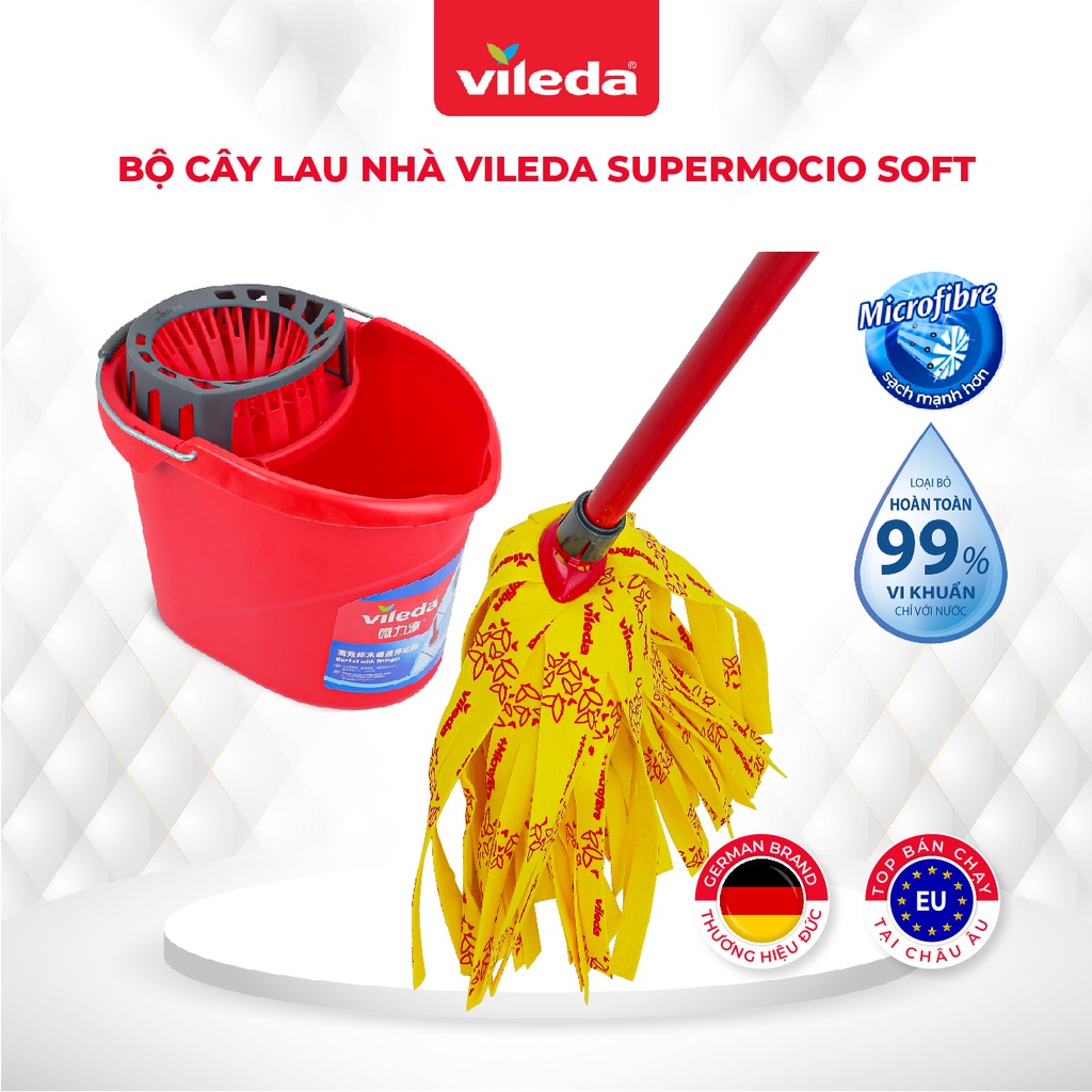 Bộ cây lau nhà VILEDA Supermocio Wet Mop Hàng chính hãng