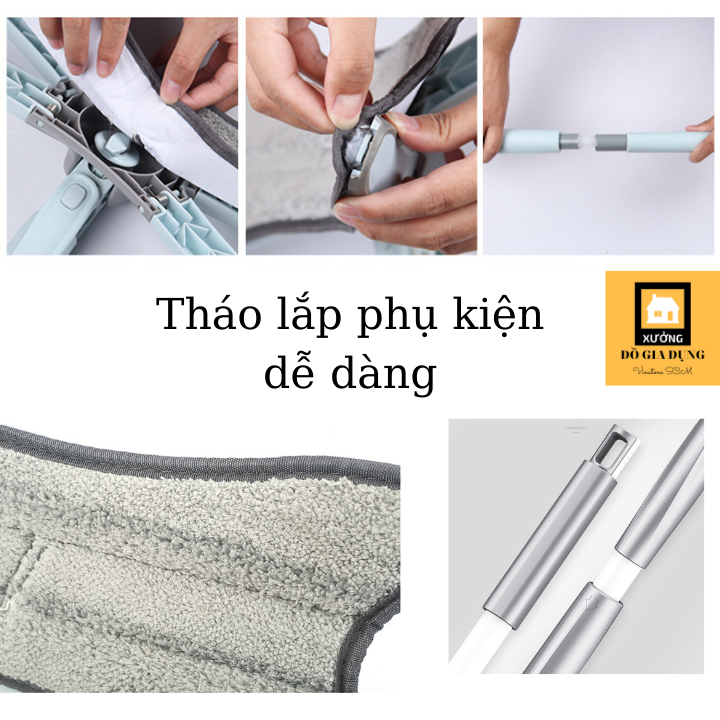 Bông lau thay thế của chổi lau nhà chữ X thông minh [HÀNG LOẠI 1] đầu xoay 360* tiện ích, có bông lau sợi microfiber mềm mịn thấm hút, vắt khô dễ dàng