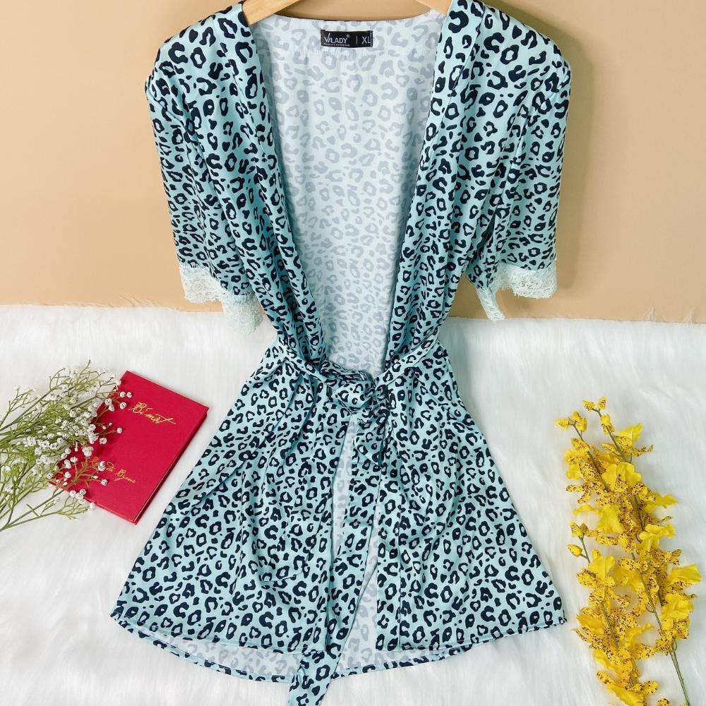 Set áo choàng kèm váy ngủ 2 dây gợi cảm VILADY - S109 kiểu tay dài phối ren bo gấu xinh Sexy chất liệu lụa Pháp cao cấp