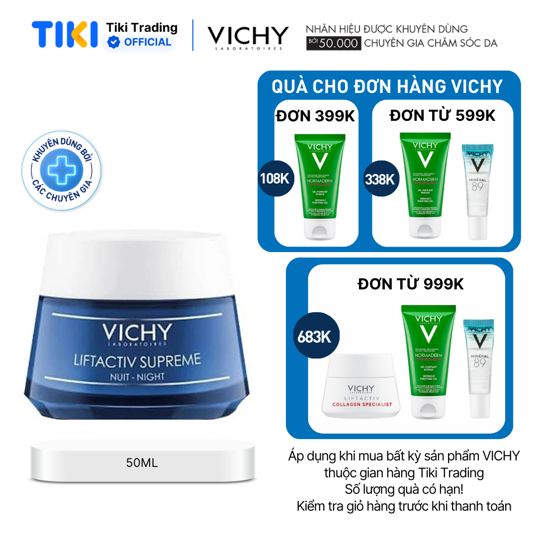 Kem dưỡng mờ vết nhăn và làm săn chắc da ban đêm Vichy Liftactiv Night Cream 50ml