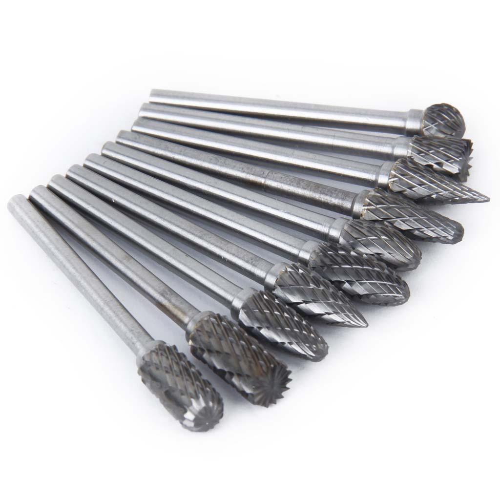 10pcs Tungsten Steel YG8 Carbide Rotary Burr for Deburring Polishing Metal