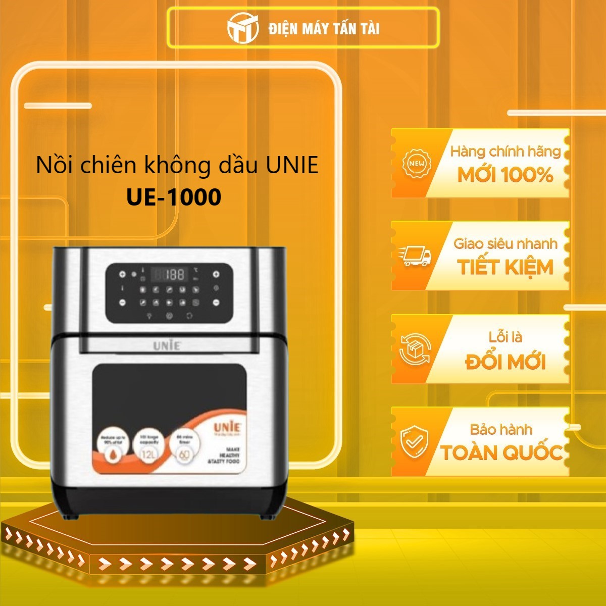 Nồi chiên không dầu  UNIE UE-1000 dung tích 10L công suất 1800W - Hàng chính hãng