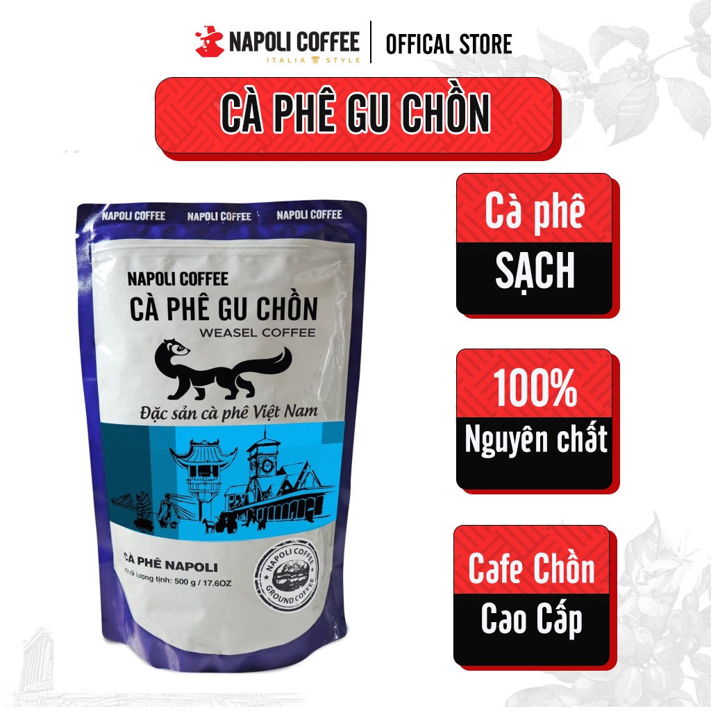 Cà phê hạt sạch Napoli Coffee - cà phê gu chồn 500g/túi