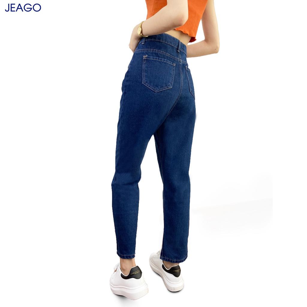 Quần Baggy nữ Lưng thun màu xanh đậm jeago