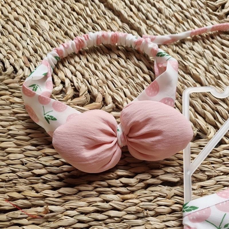 Bộ Yếm Hoạ Tiết Quả Ngọt Kèm Nơ Cục Bông Cho Bé